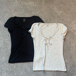 2 American eagle bow cut out tees